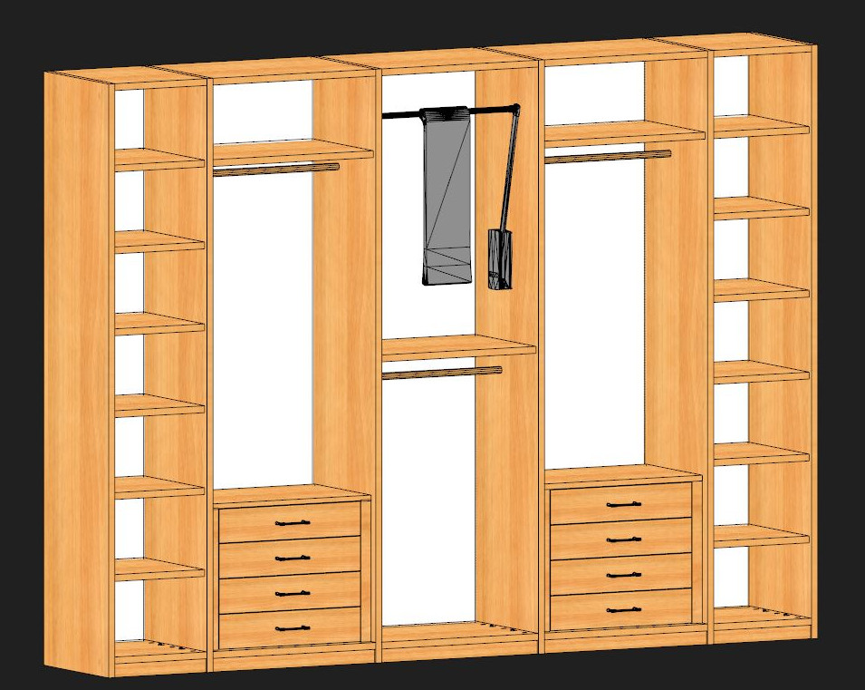 Progetto in visione 3D di armadio.